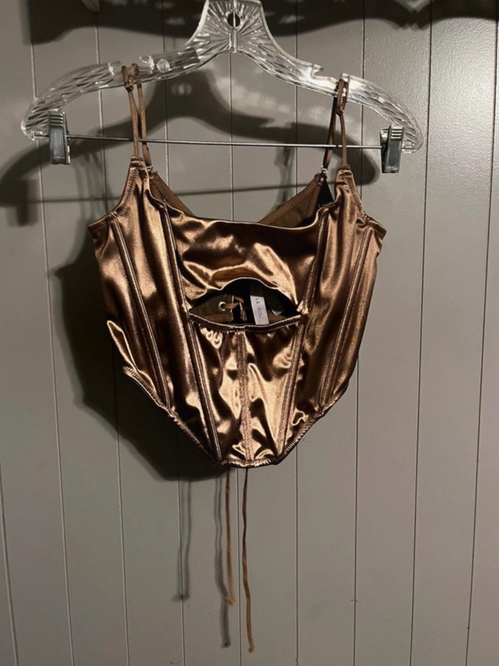 Urban outfitters out from under metallic bronze satin corset